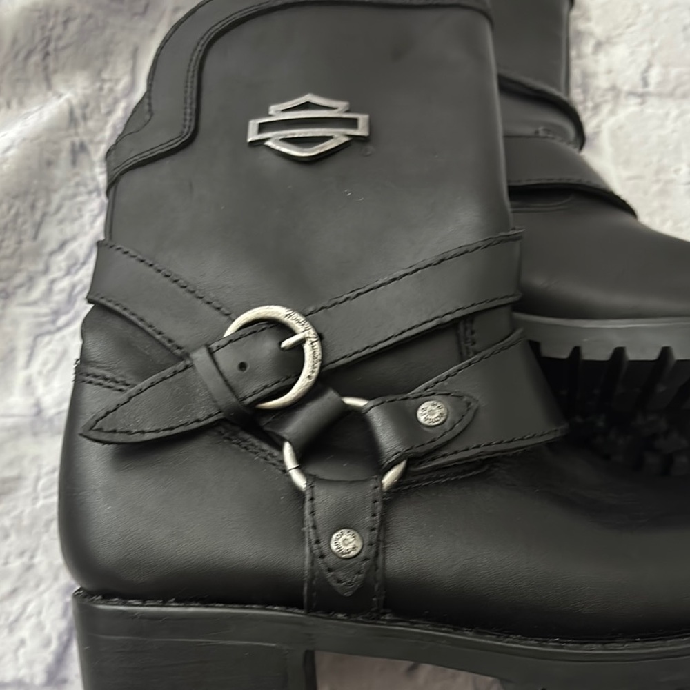 🔵 “NWOT” HARLEY-DAVIDSON Black Leather Motorcycle Boots - Picture 5 of 13